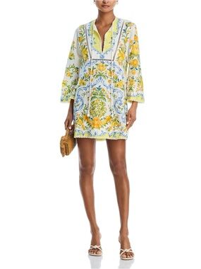SOLD Farm Rio white yellow floral Sicily mini dress swim cover up